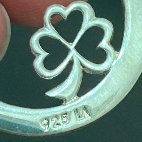 925 LA Sterling Silver Openwork Four Leaf Clover God Inspirational Pendant 5g - Picture 8 of 11